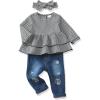 imageRenotemy Baby Girl Clothes Toddler Girl Clothes Outfits Infant Clothing Jeans Pants Set Cute Clothes Set for GirlsBlack White Plaid
