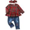 imageRenotemy Baby Girl Clothes Toddler Girl Clothes Outfits Infant Clothing Jeans Pants Set Cute Clothes Set for GirlsRed Green Plaid