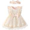 imageRenotemy Baby Girl Flower Dress Summer Tutu Tulle Boho Princess Wedding Birthday Party Dresses for Infant Girls 018 MonthsCreamy White Lace