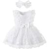 imageRenotemy Baby Girl Flower Dress Summer Tutu Tulle Boho Princess Wedding Birthday Party Dresses for Infant Girls 018 MonthsOffwhite Lace