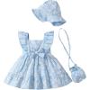 imageRenotemy Newborn Infant Baby Girl Dresses Summer Outfits Boho Casual Sundress Gifts Toddler Clothes for Girl with Hat and BagBlue Daisy