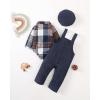imageRenotemy Baby Boy Clothes Flannel Plaid BodysuitCorduroy OverallsBeret Hat 3Pcs Fall Winter Outfits for 324 Months BoysBlue