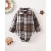 imageRenotemy Baby Boy Clothes Flannel Plaid BodysuitCorduroy OverallsBeret Hat 3Pcs Fall Winter Outfits for 324 Months BoysBrown
