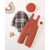 imageRenotemy Baby Boy Clothes Flannel Plaid BodysuitCorduroy OverallsBeret Hat 3Pcs Fall Winter Outfits for 324 Months BoysBrown