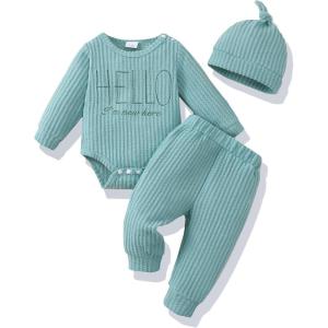 imageRenotemy Newborn Baby Boy Clothes Fall Winter Outfits Coming Home Outfits Infant Shower Gifts for Boys Preemie18 MonthsBean Green