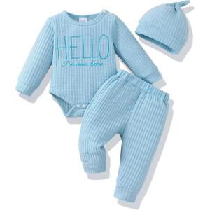 imageRenotemy Newborn Baby Boy Clothes Fall Winter Outfits Coming Home Outfits Infant Shower Gifts for Boys Preemie18 MonthsLight Blue