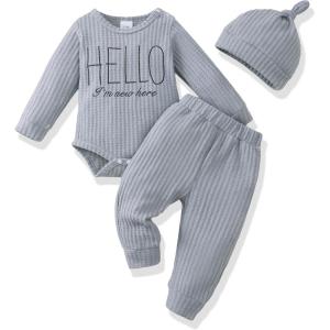 imageRenotemy Newborn Baby Boy Clothes Fall Winter Outfits Coming Home Outfits Infant Shower Gifts for Boys Preemie18 MonthsLight Grey