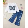 imageRenotemy Toddler Baby Girl Clothes Fall Winter Outfits Gifts Sweatshirt Bell Bottom Jeans Pants for 12Months5 Year GirlsWhite Butterfly