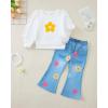 imageRenotemy Toddler Baby Girl Clothes Fall Winter Outfits Gifts Sweatshirt Bell Bottom Jeans Pants for 12Months5 Year GirlsWhite Flower