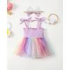imageRenotemy Newborn Baby Girl Lace Romper Infant Summer Boho Flower Tulle Dress Party Gifts Newborn Photography OutfitsPurple
