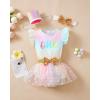imageRenotemy Newborn Baby Girl Lace Romper Infant Summer Boho Flower Tulle Dress Party Gifts Newborn Photography OutfitsRainbow Pastel