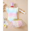 imageRenotemy Newborn Baby Girl Lace Romper Infant Summer Boho Flower Tulle Dress Party Gifts Newborn Photography OutfitsRainbow Pastel