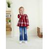 imageRenotemy Toddler Baby Girl Clothes Fall Winter Outfits Long Sleeve Shirts Denim Jeans Flare Pants Set for Girls 12Months5TRed Black Plaid