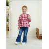 imageRenotemy Toddler Baby Girl Clothes Fall Winter Outfits Long Sleeve Shirts Denim Jeans Flare Pants Set for Girls 12Months5TRed White Plaid