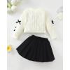 imageRenotemy Toddler Baby Girl Fall Winter Skirt Set Sweatshirt Pleated ALine Dress Little Girls Clothes 2Piece Outfits 18M6TBlack Bow