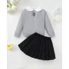 imageRenotemy Toddler Baby Girl Fall Winter Skirt Set Sweatshirt Pleated ALine Dress Little Girls Clothes 2Piece Outfits 18M6TGrey