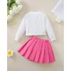 imageRenotemy Toddler Baby Girl Fall Winter Skirt Set Sweatshirt Pleated ALine Dress Little Girls Clothes 2Piece Outfits 18M6TPink Flower