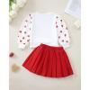 imageRenotemy Toddler Baby Girl Fall Winter Skirt Set Sweatshirt Pleated ALine Dress Little Girls Clothes 2Piece Outfits 18M6TRed Heart