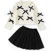 imageRenotemy Toddler Baby Girl Fall Winter Skirt Set Sweatshirt Pleated ALine Dress Little Girls Clothes 2Piece Outfits 18M6TBlack Bow