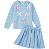 imageRenotemy Toddler Baby Girl Fall Winter Skirt Set Sweatshirt Pleated ALine Dress Little Girls Clothes 2Piece Outfits 18M6TBlue