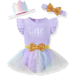 imageRenotemy Newborn Baby Girl Lace Romper Infant Summer Boho Flower Tulle Dress Party Gifts Newborn Photography OutfitsLavender Purple Sequins
