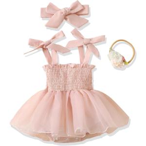 imageRenotemy Newborn Baby Girl Lace Romper Infant Summer Boho Flower Tulle Dress Party Gifts Newborn Photography OutfitsPink
