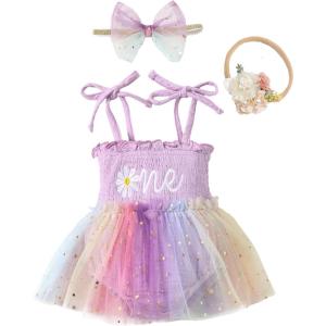 imageRenotemy Newborn Baby Girl Lace Romper Infant Summer Boho Flower Tulle Dress Party Gifts Newborn Photography OutfitsPurple