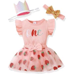 imageRenotemy Newborn Baby Girl Lace Romper Infant Summer Boho Flower Tulle Dress Party Gifts Newborn Photography OutfitsStrawberry Pink