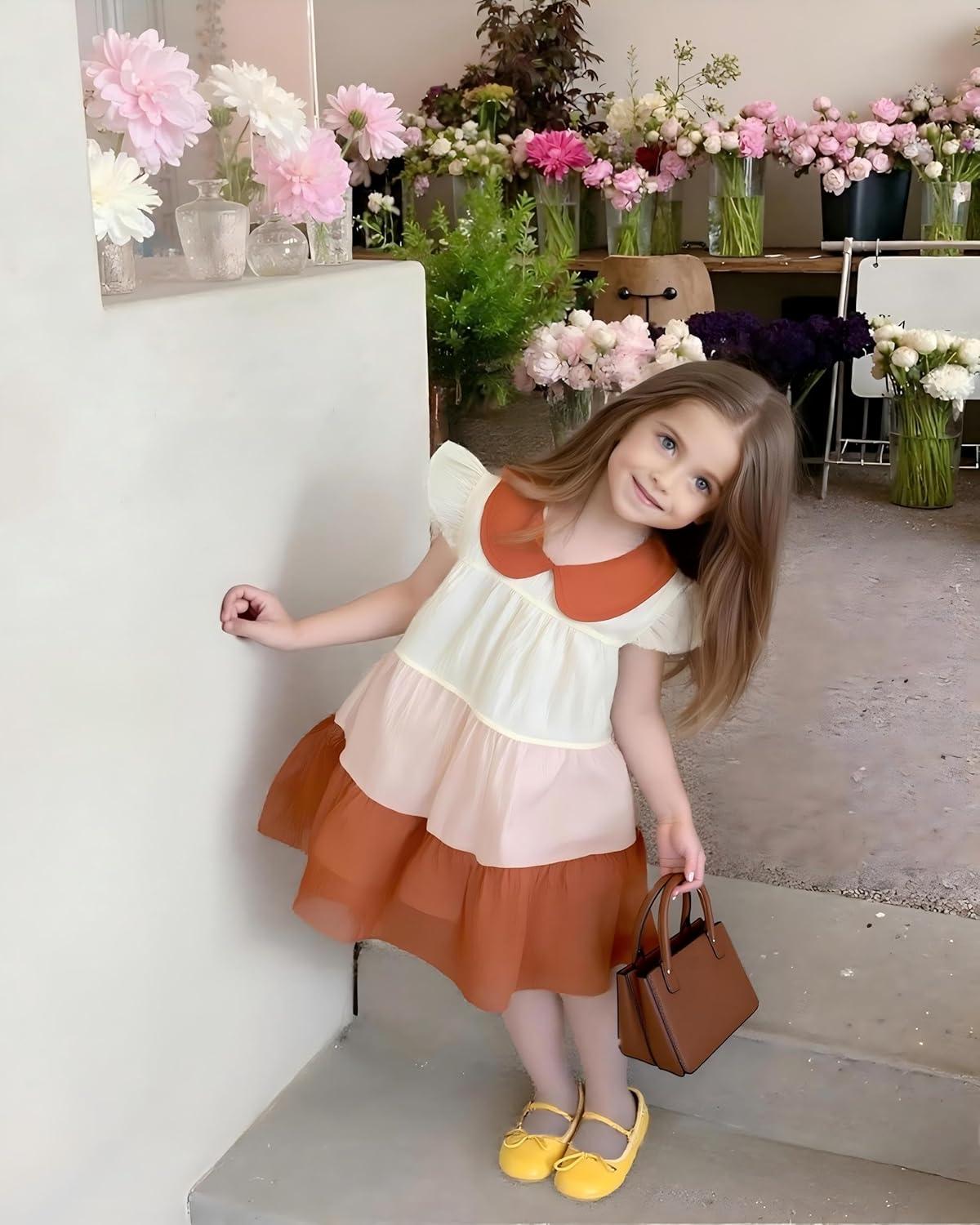 imageRenotemy Infant Baby Girl Dresses Toddler Girl Clothes Summer Cotton Linen Boho Smocked Sundress Gift for Girls with HatBrown