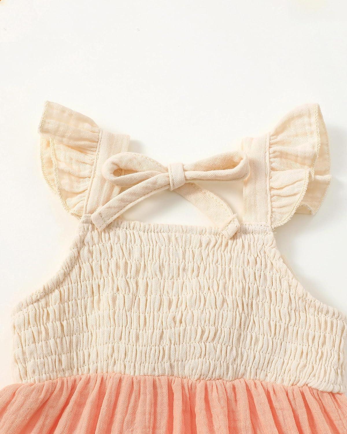 imageRenotemy Infant Baby Girl Dresses Toddler Girl Clothes Summer Cotton Linen Boho Smocked Sundress Gift for Girls with HatCreamy White