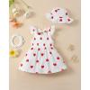 imageRenotemy Infant Baby Girl Dresses Toddler Girl Clothes Summer Cotton Linen Boho Smocked Sundress Gift for Girls with HatWhite