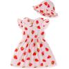 imageRenotemy Infant Baby Girl Dresses Toddler Girl Clothes Summer Cotton Linen Boho Smocked Sundress Gift for Girls with HatStrawberry
