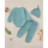 imageRenotemy Newborn Baby Boy Fall Clothes Long Sleeve Letter Printed Rompers Plaid Pants Hat Outfits Clothing Set 018 MonthsBean Green