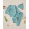 imageRenotemy Newborn Baby Boy Fall Clothes Long Sleeve Letter Printed Rompers Plaid Pants Hat Outfits Clothing Set 018 MonthsBean Green