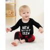 imageRenotemy Newborn Baby Boy Fall Clothes Long Sleeve Letter Printed Rompers Plaid Pants Hat Outfits Clothing Set 018 MonthsBlack