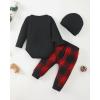 imageRenotemy Newborn Baby Boy Fall Clothes Long Sleeve Letter Printed Rompers Plaid Pants Hat Outfits Clothing Set 018 MonthsBlack
