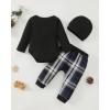 imageRenotemy Newborn Baby Boy Fall Clothes Long Sleeve Letter Printed Rompers Plaid Pants Hat Outfits Clothing Set 018 MonthsBlue