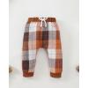 imageRenotemy Newborn Baby Boy Fall Clothes Long Sleeve Letter Printed Rompers Plaid Pants Hat Outfits Clothing Set 018 MonthsBrown