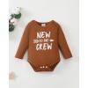 imageRenotemy Newborn Baby Boy Fall Clothes Long Sleeve Letter Printed Rompers Plaid Pants Hat Outfits Clothing Set 018 MonthsBrown