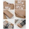 imageRenotemy Newborn Baby Boy Fall Clothes Long Sleeve Letter Printed Rompers Plaid Pants Hat Outfits Clothing Set 018 MonthsKhaki