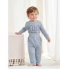 imageRenotemy Newborn Baby Boy Fall Clothes Long Sleeve Letter Printed Rompers Plaid Pants Hat Outfits Clothing Set 018 MonthsLight Grey