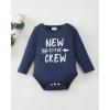 imageRenotemy Newborn Baby Boy Fall Clothes Long Sleeve Letter Printed Rompers Plaid Pants Hat Outfits Clothing Set 018 MonthsNavy Blue