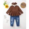 imageRenotemy Baby Girl Clothes Toddler Girl Clothes Outfits Infant Clothing Jeans Pants Set Cute Clothes Set for GirlsSolid Brown