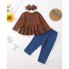 imageRenotemy Baby Girl Clothes Toddler Girl Clothes Outfits Infant Clothing Jeans Pants Set Cute Clothes Set for GirlsSolid Brown