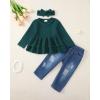 imageRenotemy Baby Girl Clothes Toddler Girl Clothes Outfits Infant Clothing Jeans Pants Set Cute Clothes Set for GirlsSolid Green
