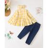 imageRenotemy Baby Girl Clothes Toddler Girl Clothes Outfits Infant Clothing Jeans Pants Set Cute Clothes Set for GirlsYellow Plaid Denim