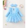 imageRenotemy Baby Girl Flower Dress Fall Winter Tutu Tulle Princess Wedding Birthday Party Dresses for Newborn Girls 018 MonthsBlue