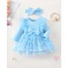 imageRenotemy Baby Girl Flower Dress Fall Winter Tutu Tulle Princess Wedding Birthday Party Dresses for Newborn Girls 018 MonthsBlue