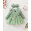 imageRenotemy Baby Girl Flower Dress Fall Winter Tutu Tulle Princess Wedding Birthday Party Dresses for Newborn Girls 018 MonthsGreen