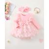 imageRenotemy Baby Girl Flower Dress Fall Winter Tutu Tulle Princess Wedding Birthday Party Dresses for Newborn Girls 018 MonthsPink